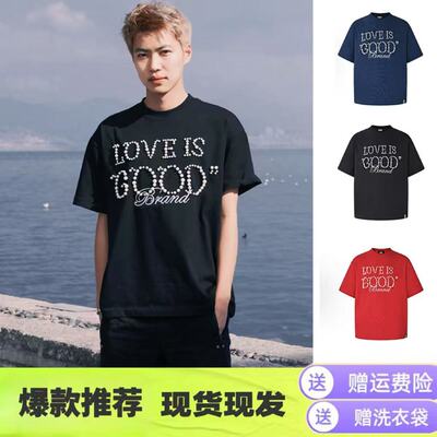 GOOD珍珠标语情侣重磅纯棉短袖潮