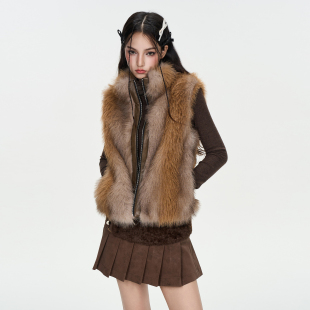 撞色保暖显瘦不臃肿短款 2025秋冬新款 环保皮草马甲 LUMEN IUNAE