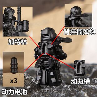 地铁逃生动力甲积木人仔七级甲套和平精英加特林拼装玩具