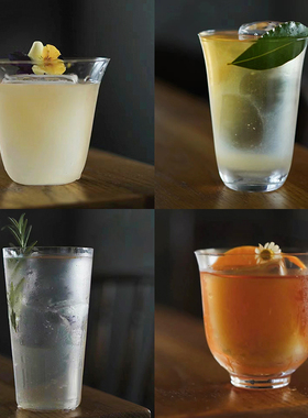 超薄阔口冰美式拿铁咖啡杯简约茶杯鸡尾酒杯透明玻璃杯冷饮杯子