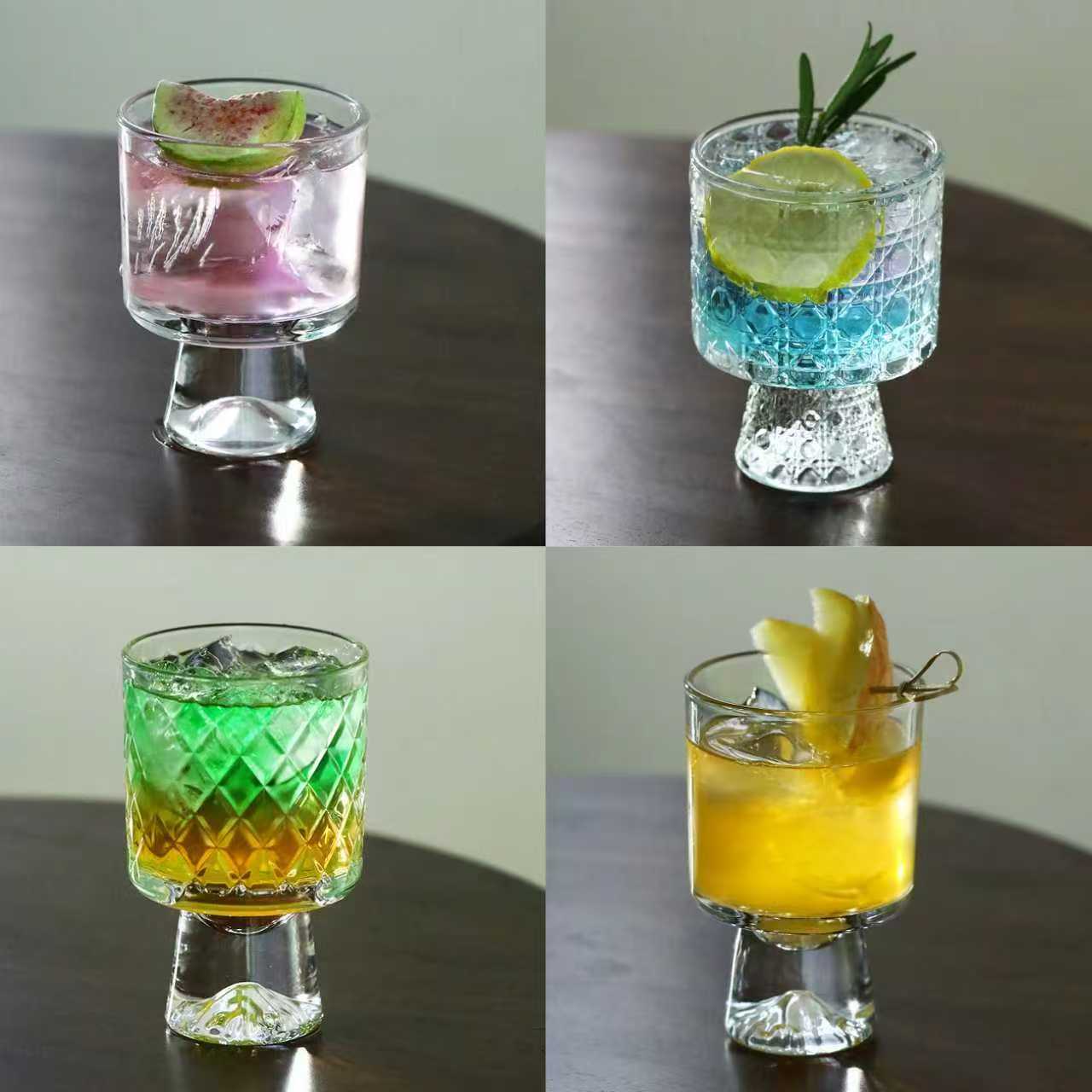 高颜值山脉创意鸡尾酒杯玻璃水杯冷饮气泡水特调酒杯微醺热红酒杯