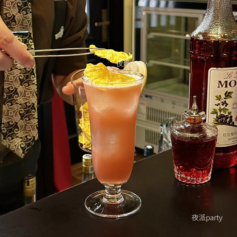 阔口长饮杯咖啡杯冷饮杯鸡尾酒饮品杯饮料水杯子高脚果汁杯玻璃杯