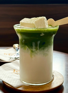 日式ins简约扩口咖啡杯冰美式气泡水轻薄果茶杯耐热高硼硅玻璃杯