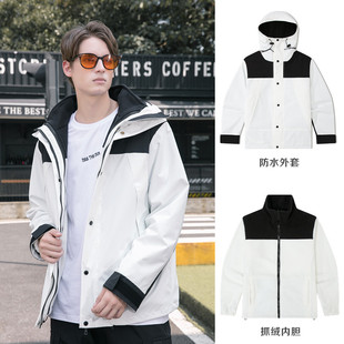 户外高端冲锋衣三合一男冬季加绒加厚2022新款可拆卸名牌女款外套