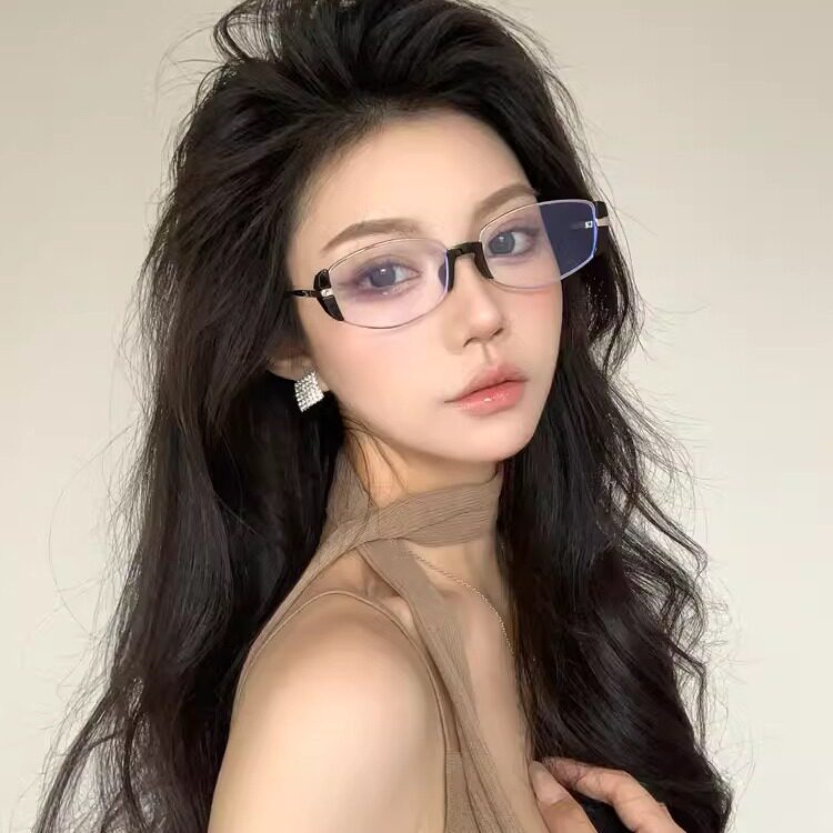 韩版2024新款透明色全框平光镜女款潮猫眼窄框可配度数素颜近视镜