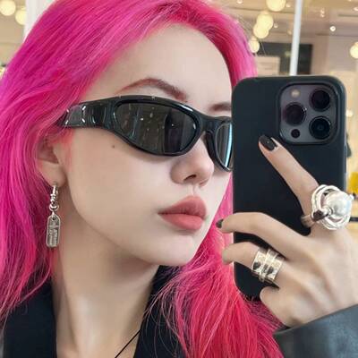 朋克风欧美太阳镜女潮Y2K复古墨镜003嘻哈蹦迪泰奈眼镜20211