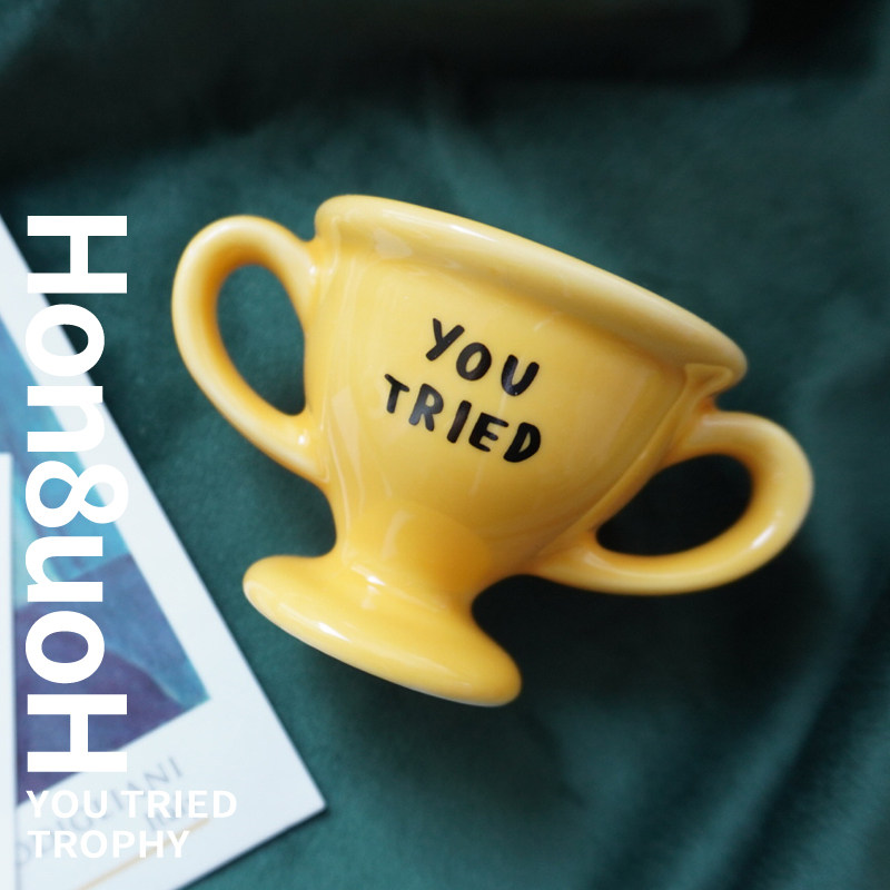 hon8uoh 尝试就是胜利!可爱蛋杯小奖杯摆件 生日儿童礼物 美国购