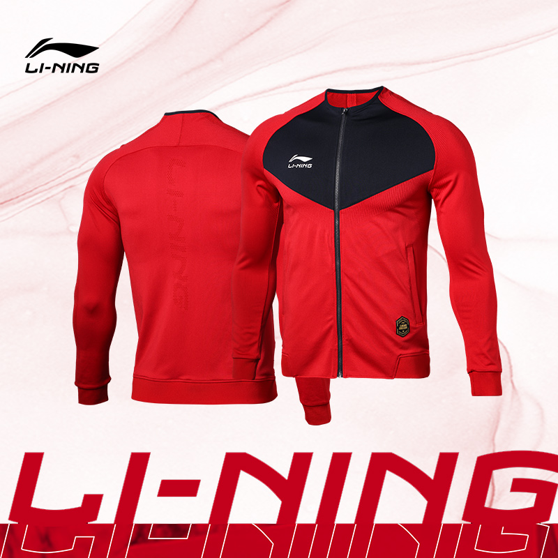 李宁男子开衫无帽足球卫衣