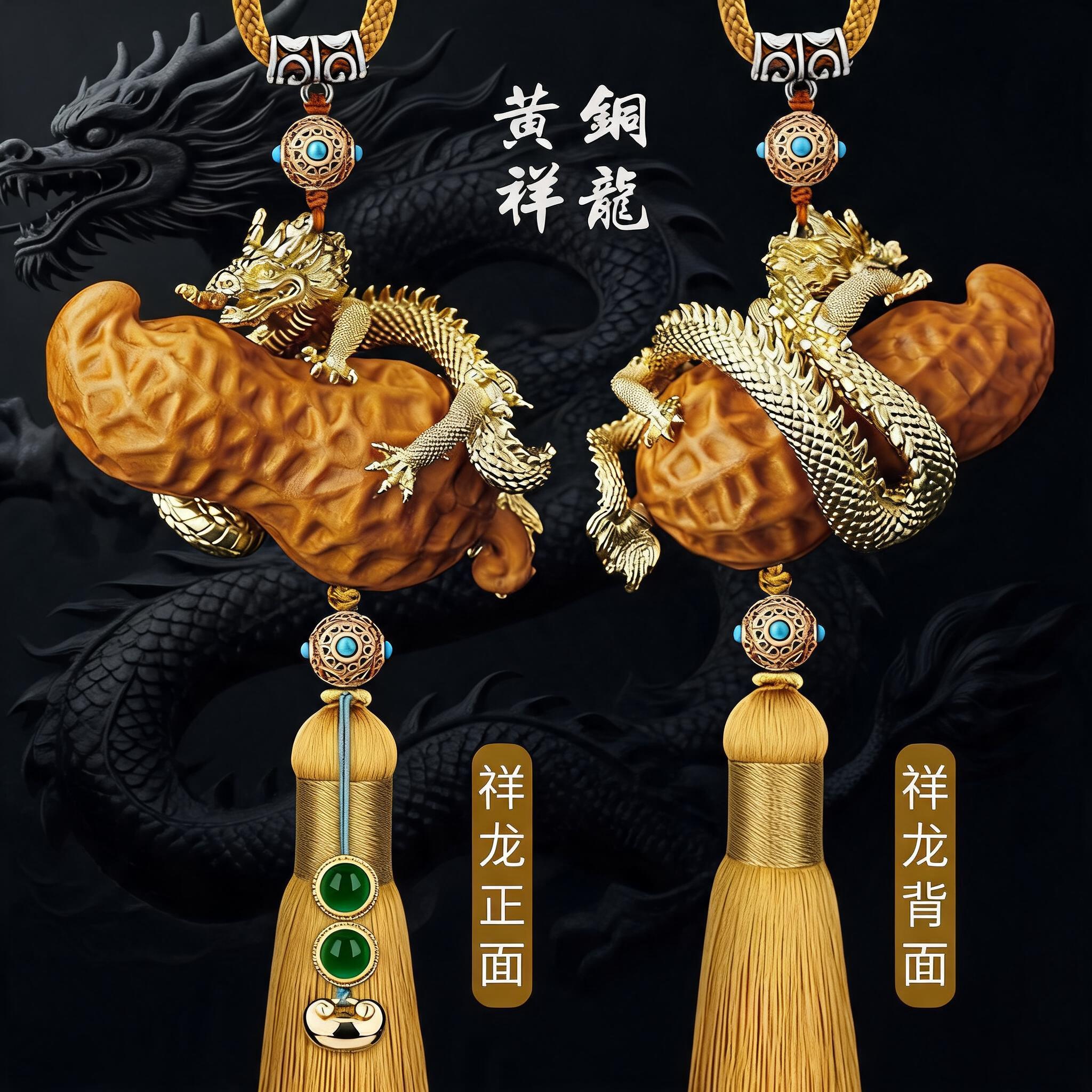 新款高档生意兴龍汽车黄铜挂件