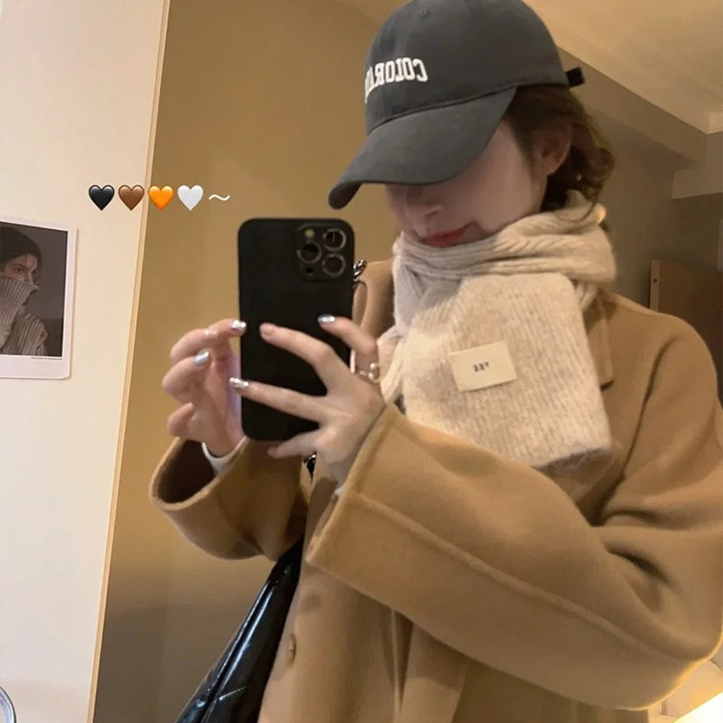 2025新款纯色围巾女冬季韩版情侣保暖加厚显白针织米色围脖含羊毛