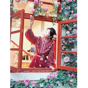 一生罗曼法式复古荷叶边长袖衬衫女冬季厚加绒别致设计感气质上衣