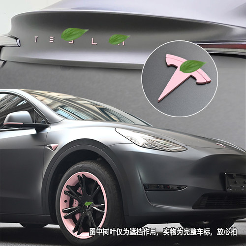 特斯拉model3/y樱花粉色车标