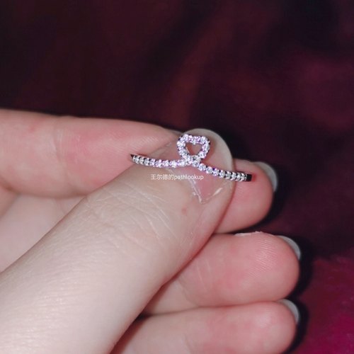纯银高碳钻戒指女S925爱心王冠