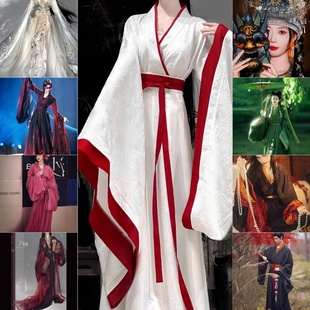 汉服出租女直裾古装 战国袍租赁 拖尾古风摊戏重工花间令鞠婧祎同款