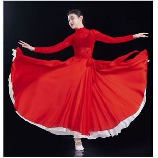 出租舞蹈古典舞双层红色大摆裙儿童成人半身裙艺考开场舞演出