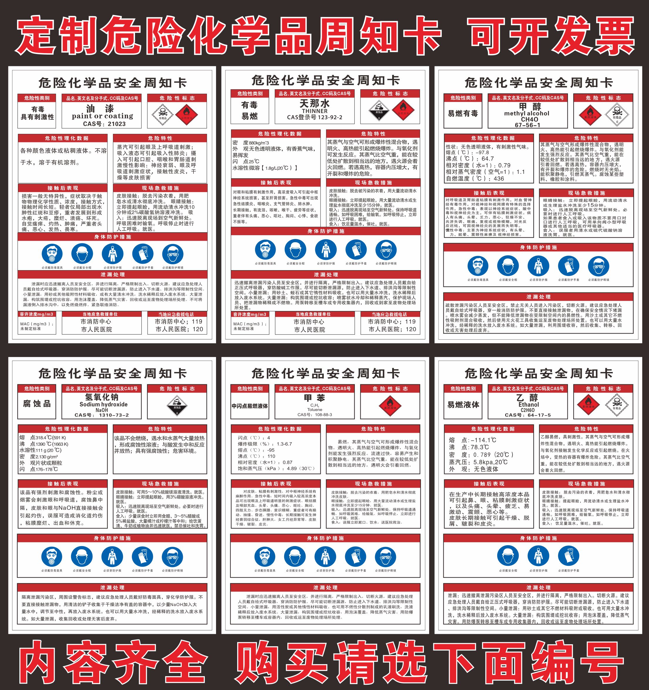 危险化学品仓库安全技术说明标签化学品安全周知卡危险标识警示牌