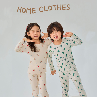 儿童秋衣秋裤套装春秋冬款男女童睡衣韩版男孩宝宝a类纯棉家居服