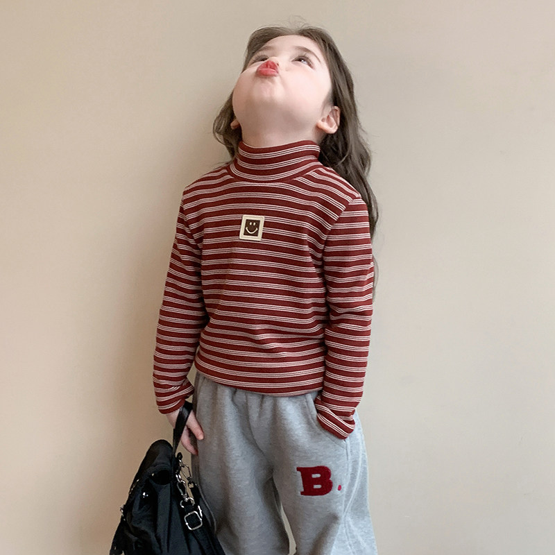 女童高领打底衫秋冬季新款儿童条纹加绒加厚内搭女孩宝宝长袖t恤,童装/婴儿装/亲子装,T恤,淘宝优惠券,粉丝福利购,淘宝优惠卷