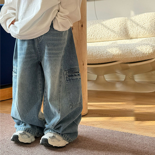 童装男童牛仔裤春秋新款儿童工装风长裤韩版帅气男孩洋气秋装裤子