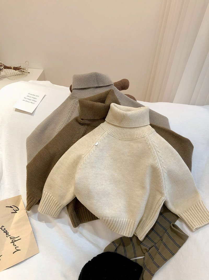 可外穿~儿童粗针高领毛衣