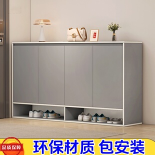 家用入户大容量鞋柜阳台靴橱玻璃门实木门口走道可加锁储物收纳