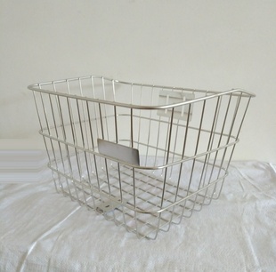 出口日本自行车用大号加粗不锈钢车筐车篮粗方车筐赠送支架安装片