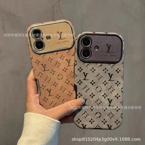奢潮大视窗皮质壳适用iPhone16PROMAX手机壳苹果13/14保护壳全包
