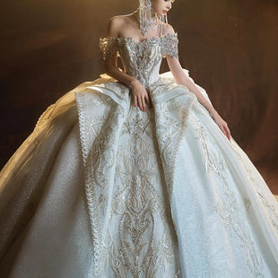 抹胸婚纱新娘2025新款复古宫廷风在逃公主重工奢华高端法式主