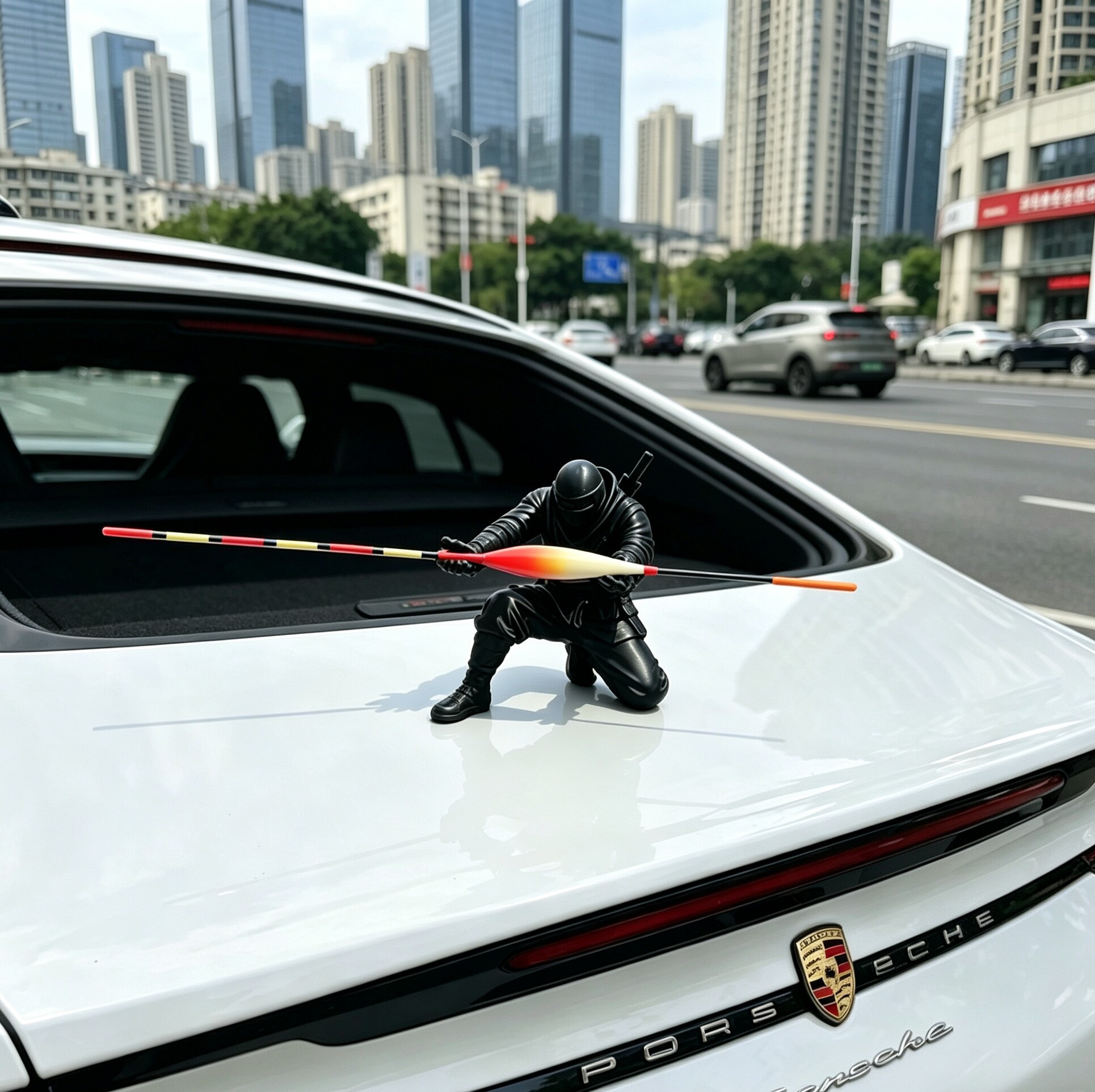 忍者钓鱼老中控台汽车摆件装饰图片