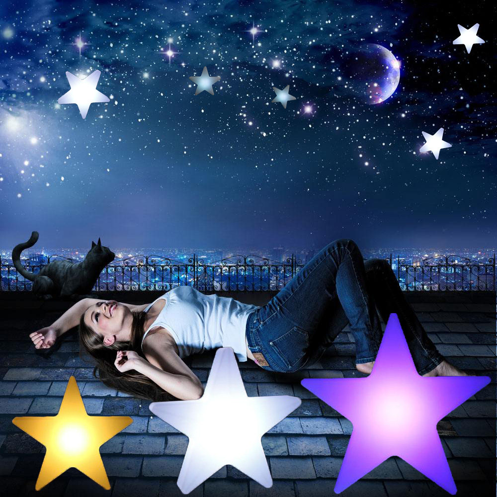 发光星星大号五角星吊灯充电台灯节庆装扮遥控变色创意手持星星灯