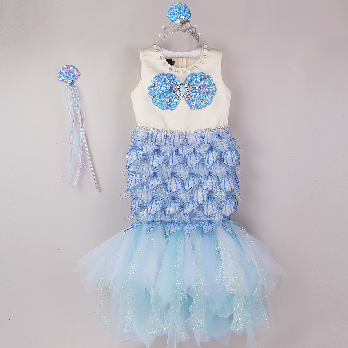 新款重工奢华手工美人鱼公主裙女童纱裙儿童万圣节扮演服现货包邮,童装/婴儿装/亲子装,连衣裙,淘宝优惠券,粉丝福利购,淘宝优惠卷