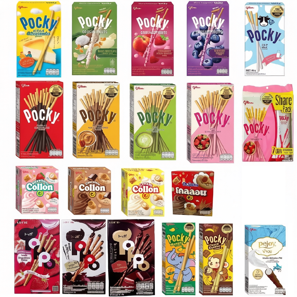 泰国进口格力高巧克力草莓抹茶涂层饼干棒注心小蛋卷