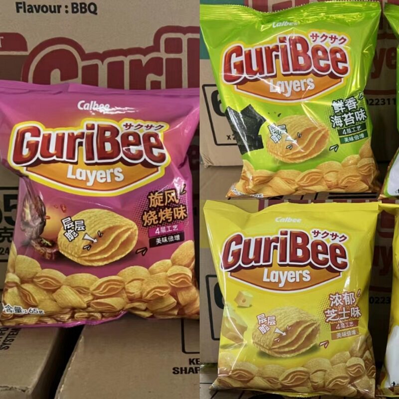 印尼进口Calbee卡乐比海苔烧烤芝士味层层脆追剧休闲膨化零食小吃