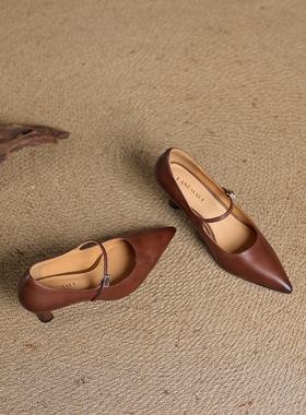 CX意大利重工水洗头层牛皮！2026新款老钱风玛丽珍全皮浅口单鞋女