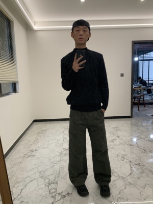 CAGT 秋冬纯色圆领针织打底衫弹力休闲通勤宽松潮立体百搭男女