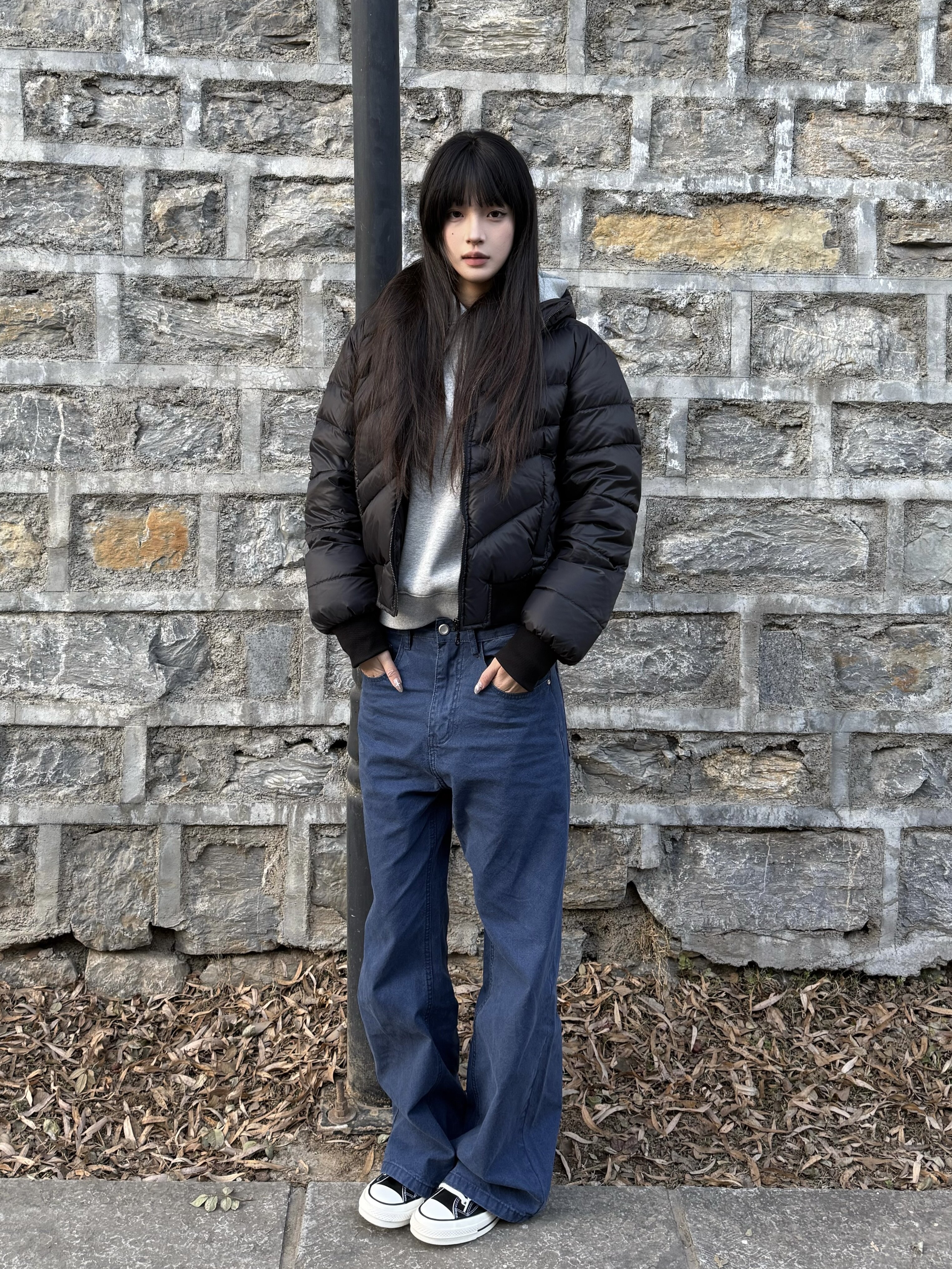 CAGT 春夏水洗做旧褪色韩版百搭流行法工蓝男女潮直筒微喇2021M