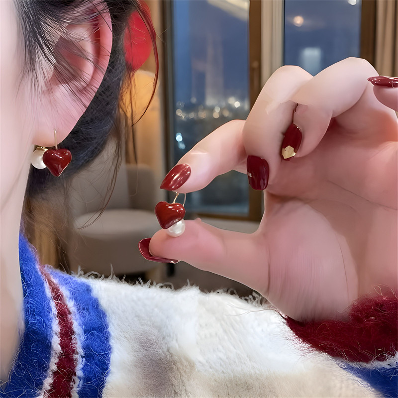 新年安可拉红色爱心珠珠前后戴耳环复古时尚港风耳坠高级感耳饰女,饰品/流行首饰/时尚饰品新,耳环,淘宝优惠券,粉丝福利购,淘宝优惠卷