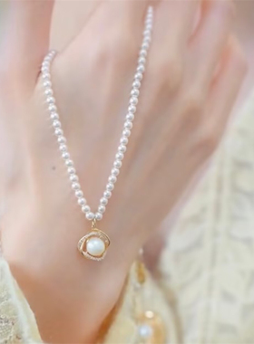 复古时尚小米珠珠项链珍珠锁骨链