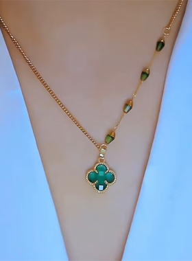 轻奢时尚四叶花项链女