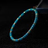 御松莲心 精品直切单圈金龙山原矿绿松石蓝绿玉化料尺寸4mm