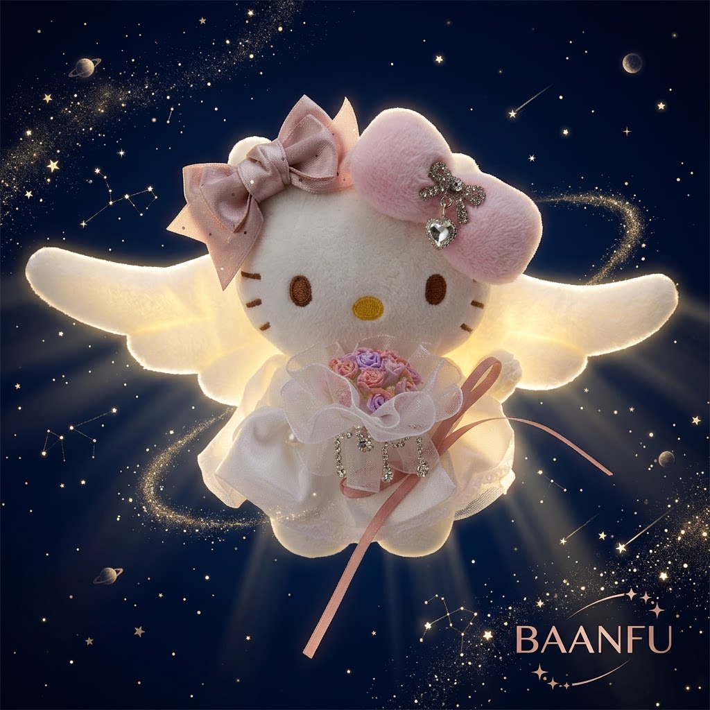 日本BAANFU捧花天使KT包挂件凯蒂猫迷你公仔小玩偶挂饰高级感礼物