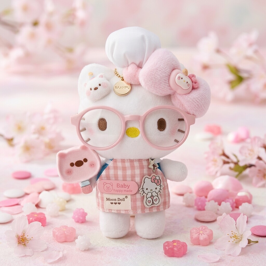日本BAANFU小粉厨师哈喽KT凯蒂猫包挂件毛绒公仔玩偶车挂饰礼物女