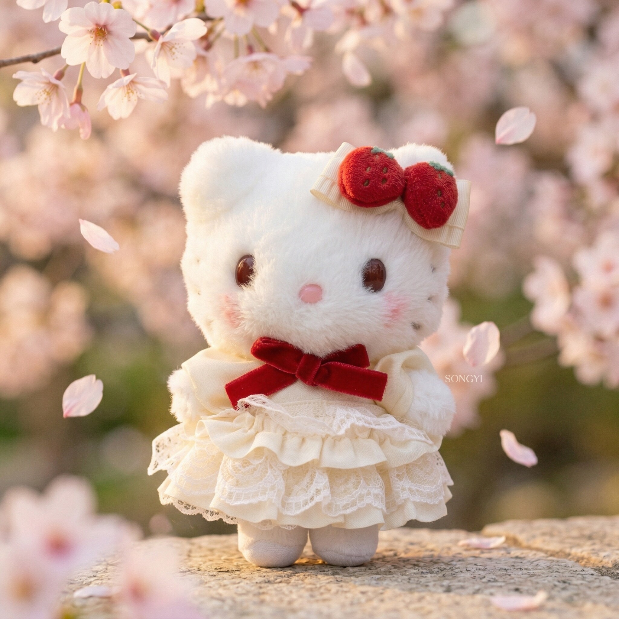 日本BAANFU草莓蛋糕kitty公仔小玩偶挂饰凯蒂猫包挂件送女友礼物