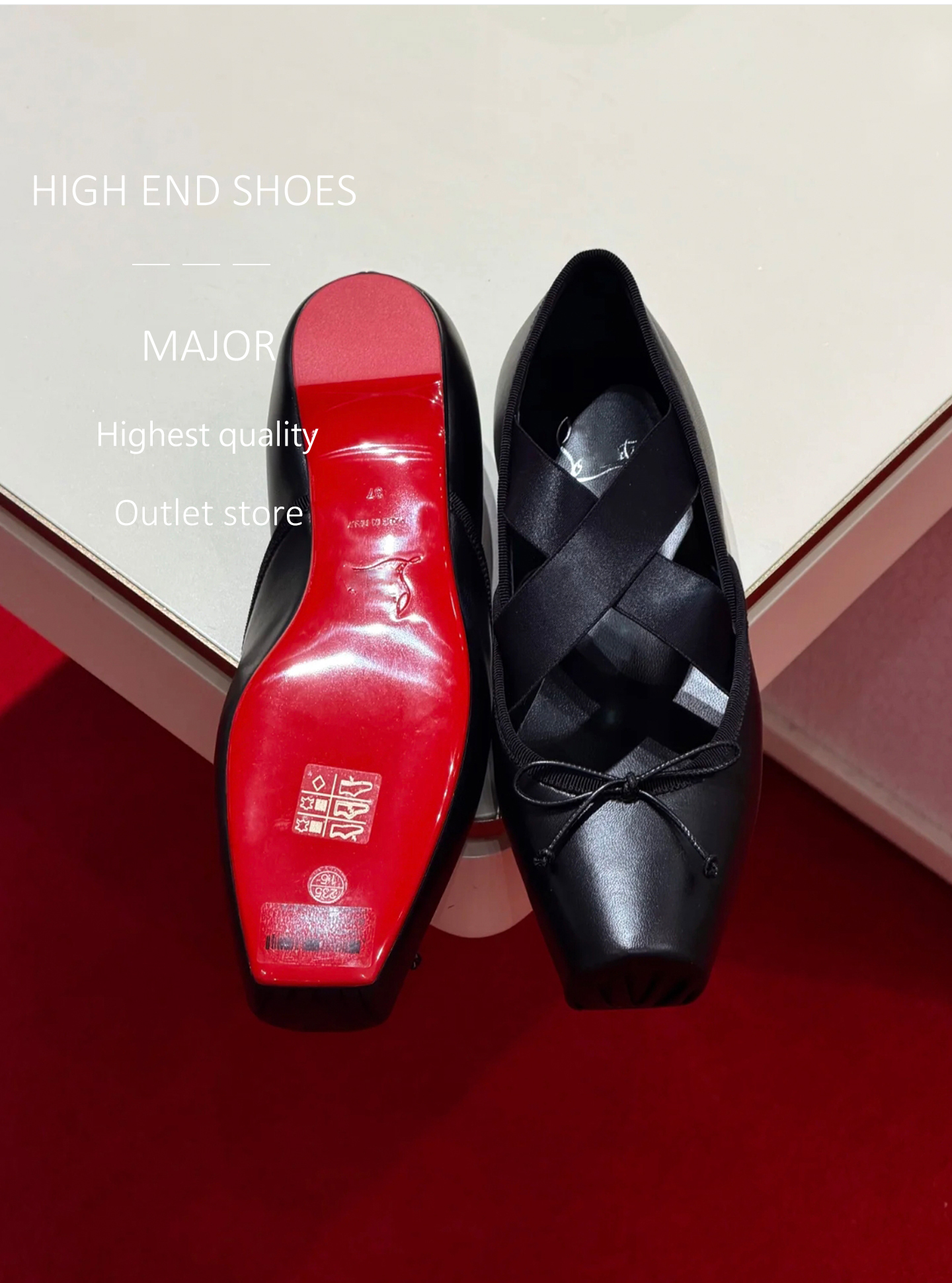 thumbnail for Correct Ding Edition ~ CL Red Sole Shoes 2026 Spring Square Toe Shallow Mouth Pig Nose Ballet Ballet Flat Shoes Yellow Apricot Color Girl