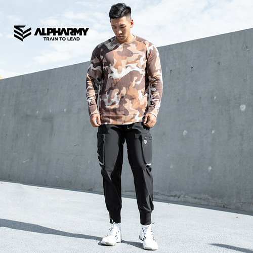alpharmy迷彩卫衣宽松健身长袖