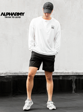 Alpharmy速干长袖男宽松健身衣大码轻薄跑步篮球上衣运动休闲T恤