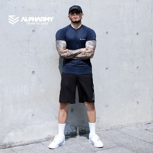 alpharmy半拉链男速休闲服polo衫