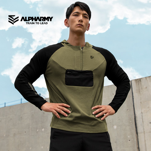 alpharmy半拉链卫衣运动休闲立领