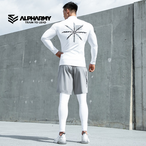 alpharmy紧身长袖抓绒保暖训练服