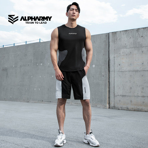 alpharmy健身速干背心男跑步训练